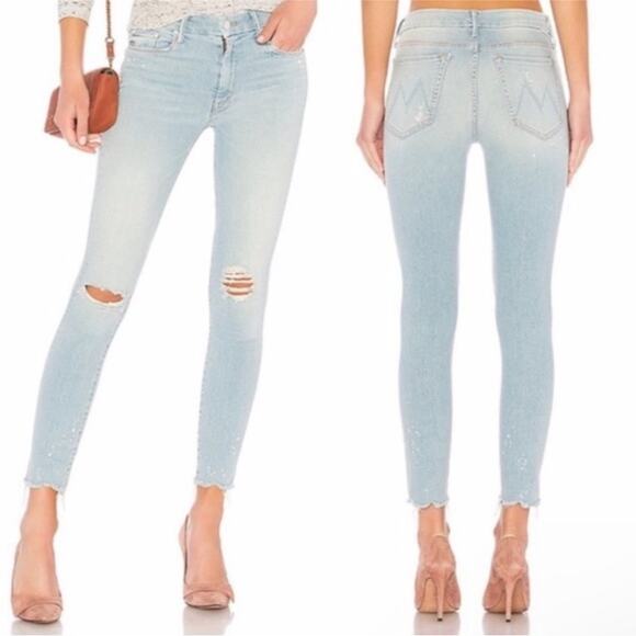Mother The Looker Sacred Slit‎ Ankle Paint Splatter Jeans in Nice Shot Sz 27 - Picture 1 of 15